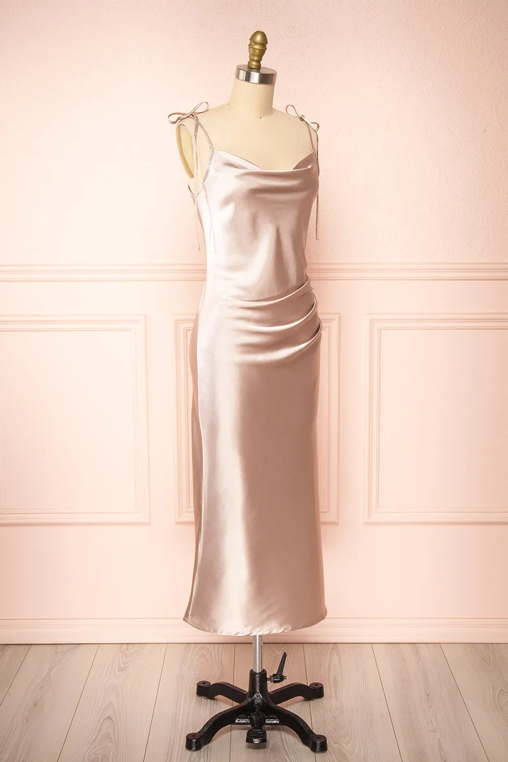 Elyse Champagne | Cowl Neck Midi Dress sold by Boutique 1861 product image thumbnail 4
