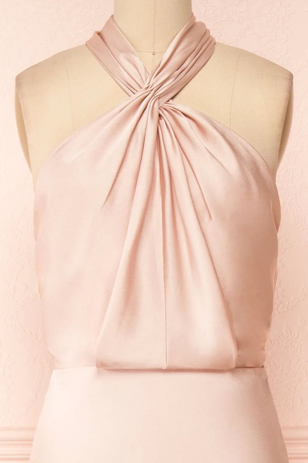 Jinny Champagne | Satin Halter Maxi Dress sold by Boutique 1861 product image thumbnail 2