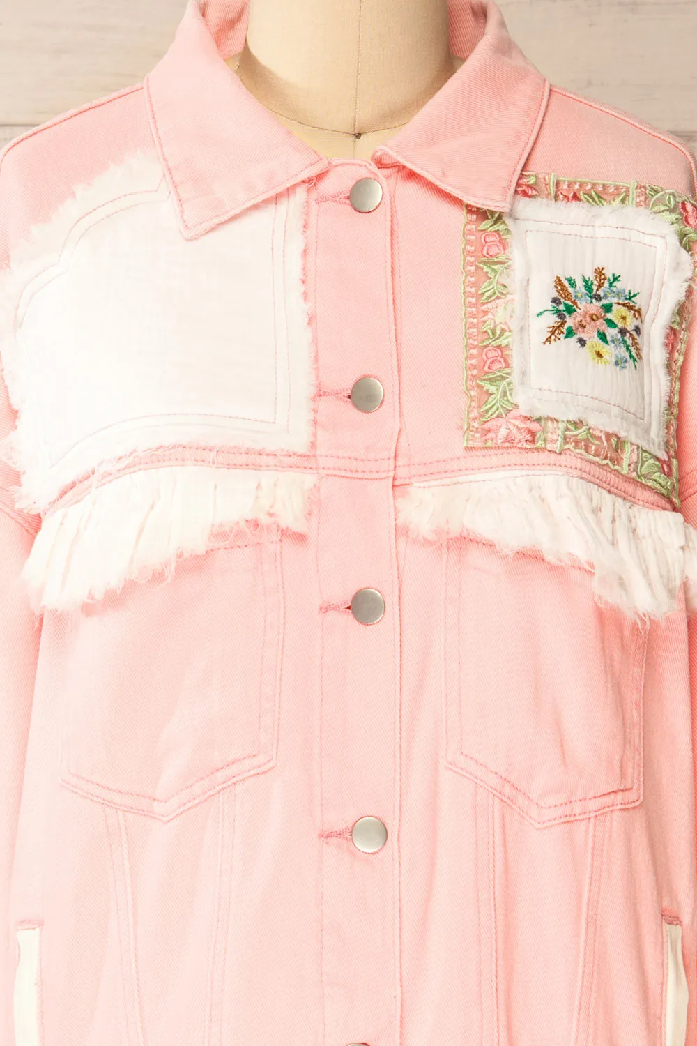 Lisbon Pink | Oversized Denim Jacket w/ Embroidery sold by Boutique 1861 product image thumbnail 3