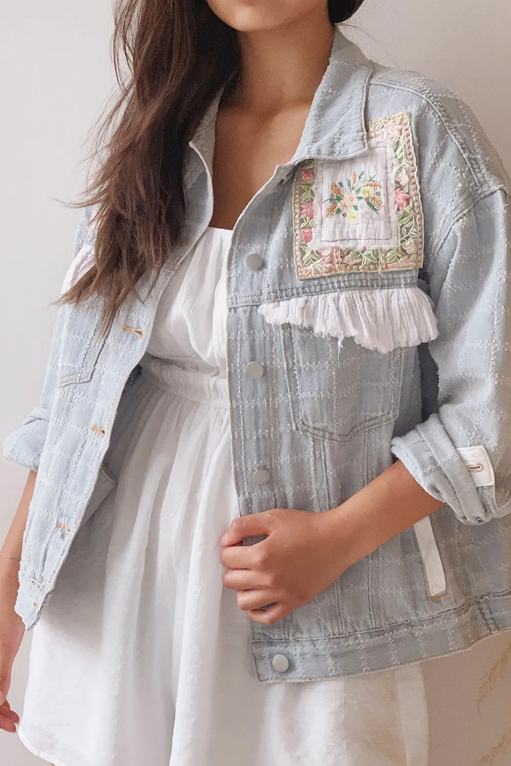 Lisbon Pink | Oversized Denim Jacket w/ Embroidery sold by Boutique 1861 product image thumbnail 2