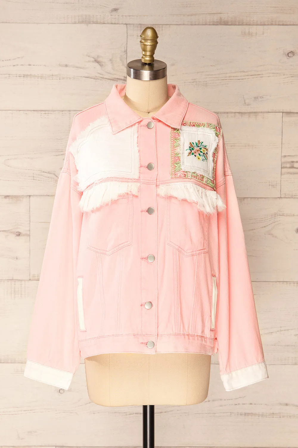Lisbon Pink | Oversized Denim Jacket w/ Embroidery sold by Boutique 1861 product image thumbnail 4