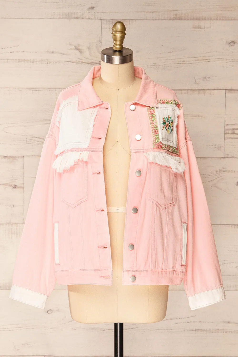 Lisbon Pink | Oversized Denim Jacket w/ Embroidery sold by Boutique 1861