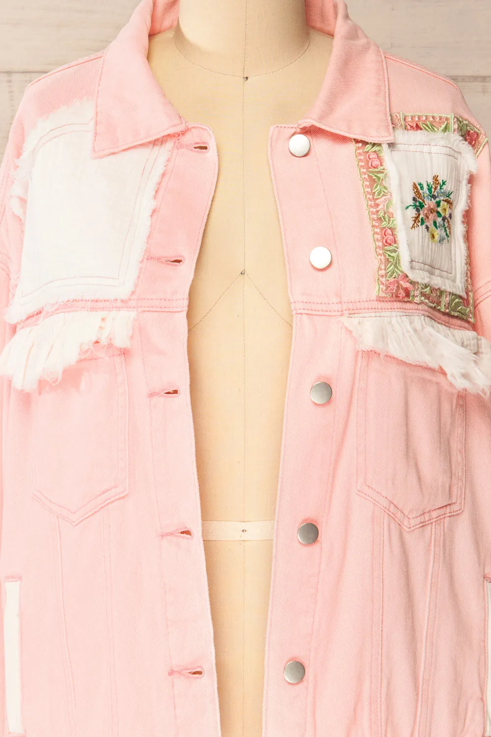 Lisbon Pink | Oversized Denim Jacket w/ Embroidery sold by Boutique 1861 product image thumbnail 5