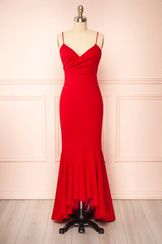 Rita Red | Fitted Mermaid Maxi Dress sold by Boutique 1861