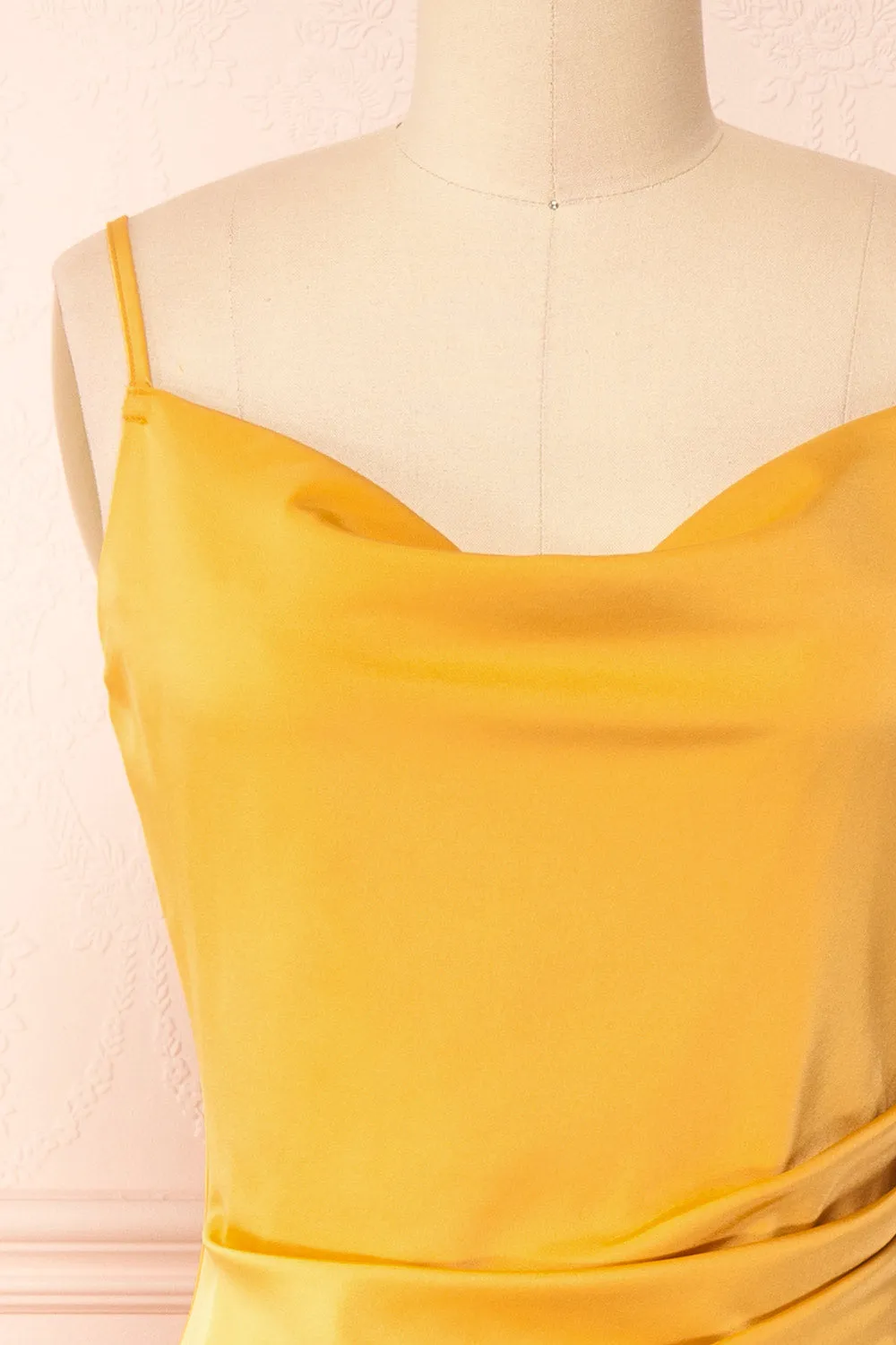 Chloe Yellow | Cowl Neck Satin Midi Slip Dress sold by Boutique 1861 product image thumbnail 2