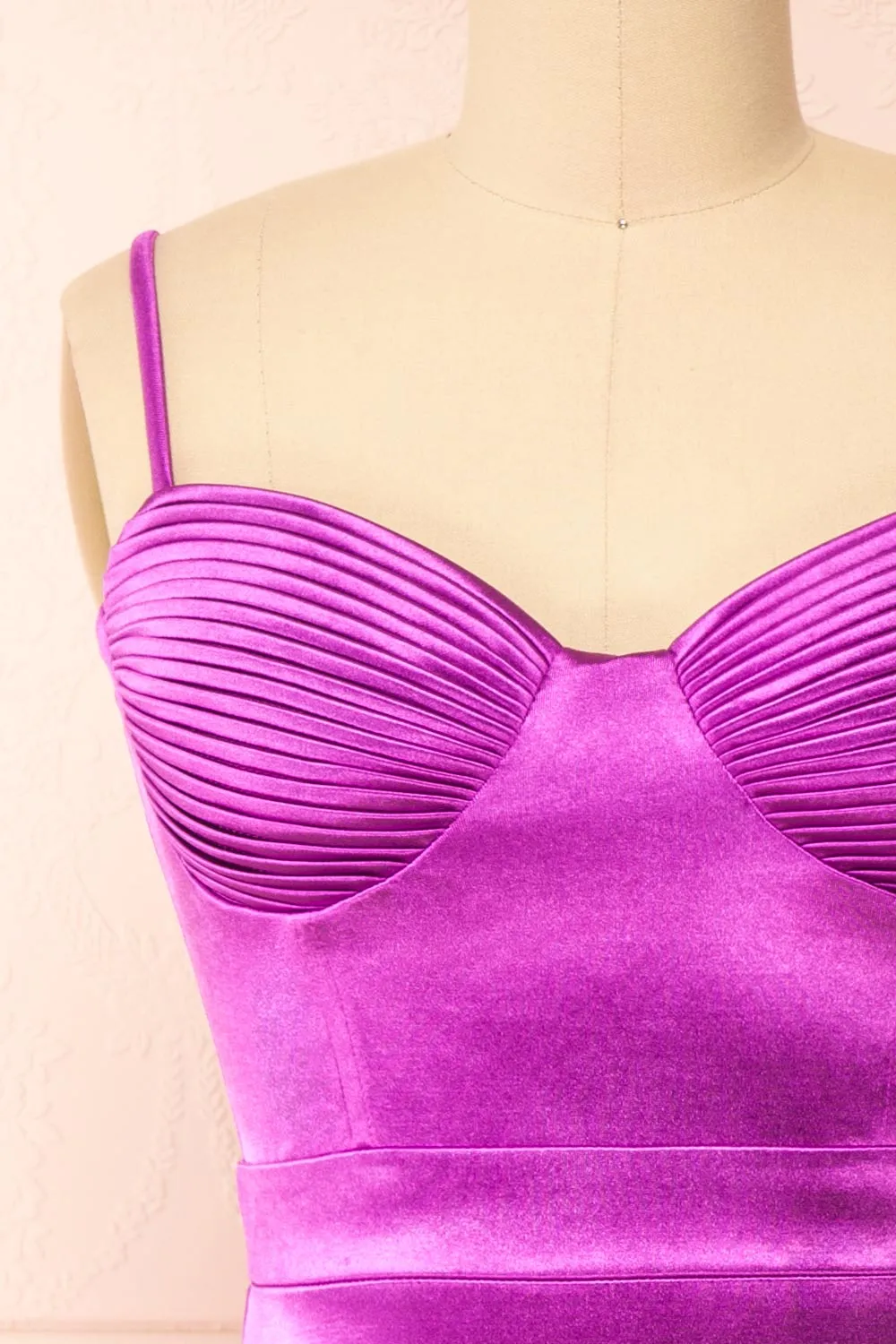 Elderia Purple | Fitted Satin Midi Dress sold by Boutique 1861 product image thumbnail 3