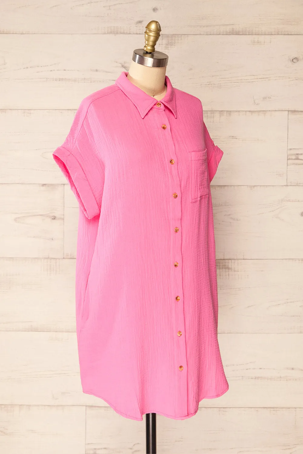 Davao Pink | Short Oversized Shirt Dress sold by Boutique 1861 product image thumbnail 4