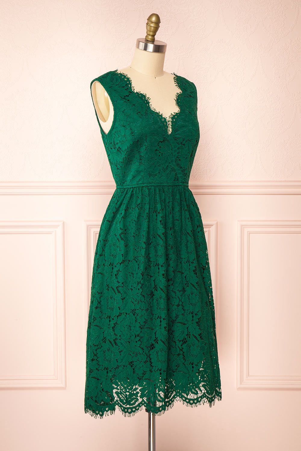 Sarita Emerald | A-Line Lace Midi Dress w/ Wide Straps sold by Boutique 1861 product image thumbnail 4