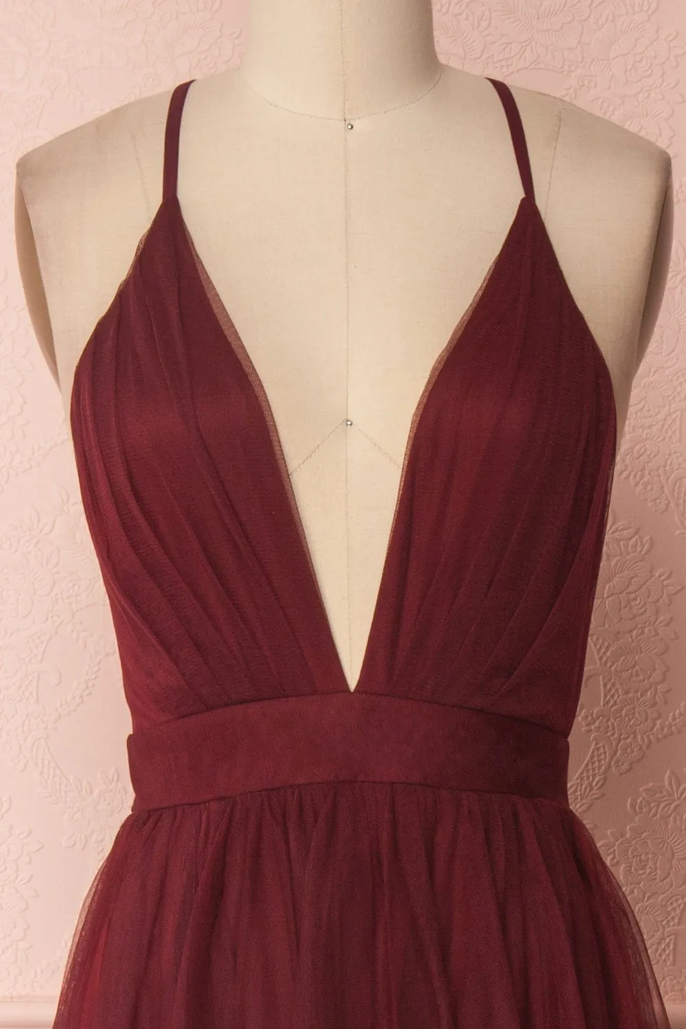 Aliki Wine | Backless Mesh Maxi Dress sold by Boutique 1861 product image thumbnail 3