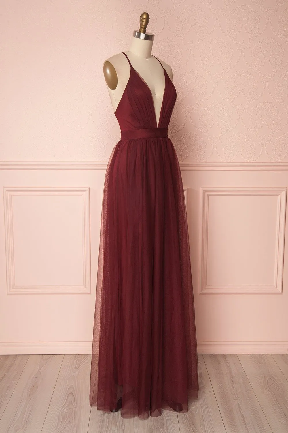 Aliki Wine | Backless Mesh Maxi Dress sold by Boutique 1861 product image thumbnail 4