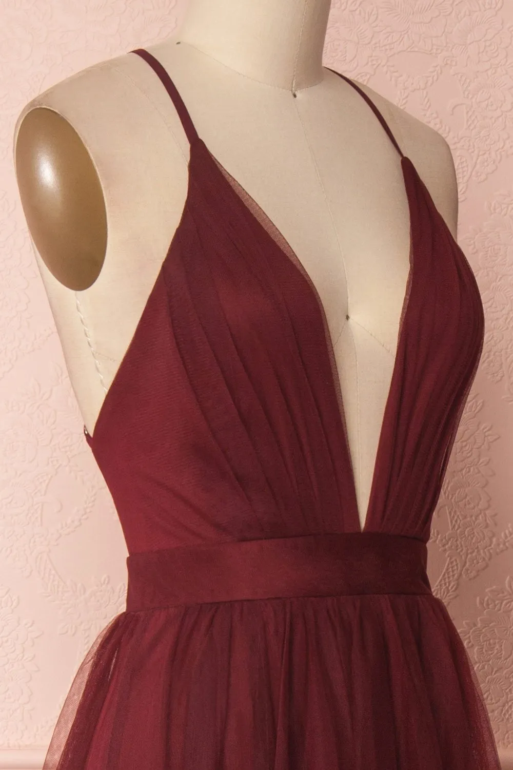 Aliki Wine | Backless Mesh Maxi Dress sold by Boutique 1861 product image thumbnail 5