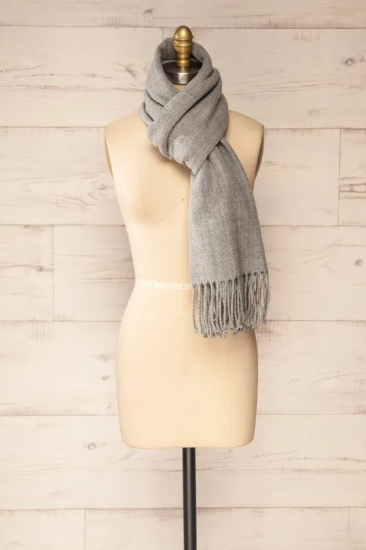 Le Baiser Grey | Soft Knitted Scarf sold by Boutique 1861