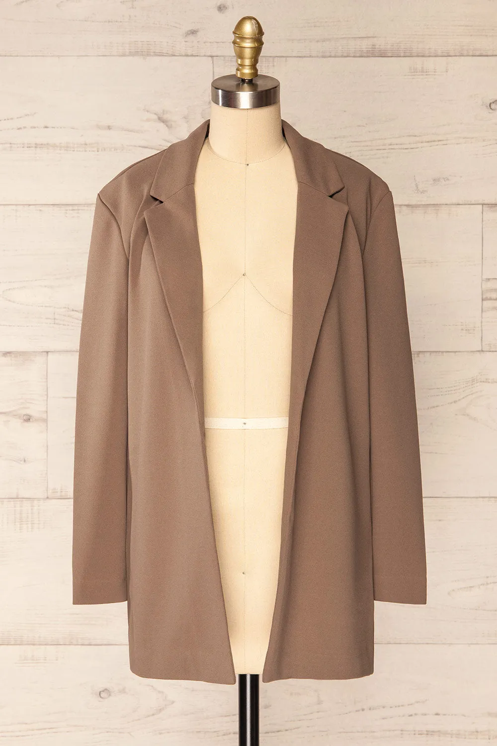 Engla Taupe | Long Classic Blazer sold by Boutique 1861