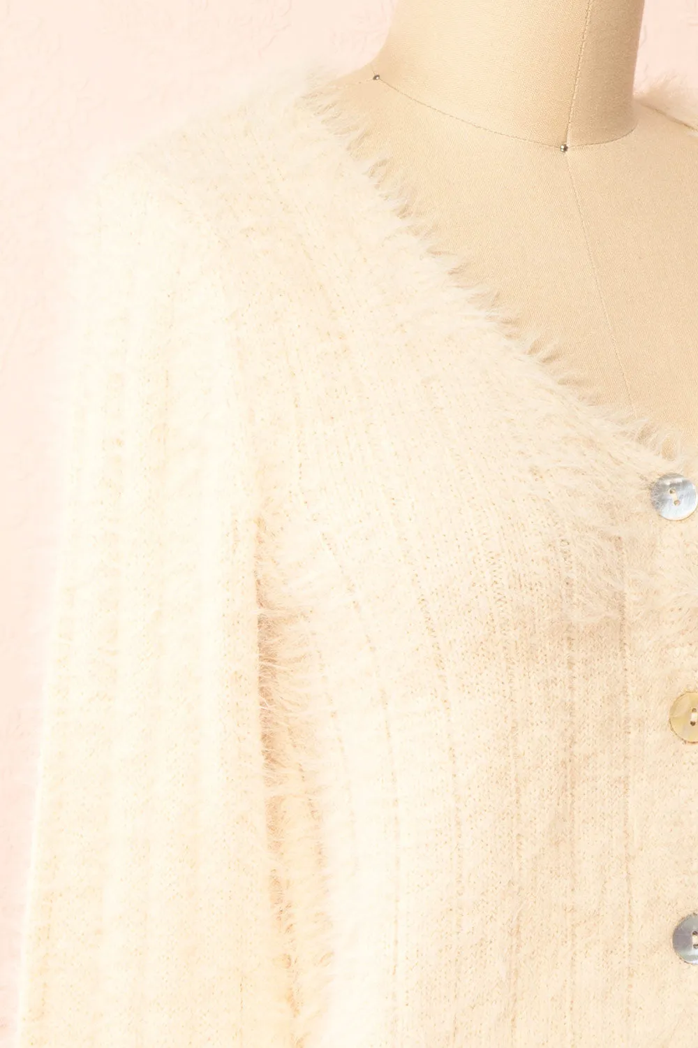 Apini Ivory | Fuzzy Cropped Cardigan sold by Boutique 1861 product image thumbnail 4