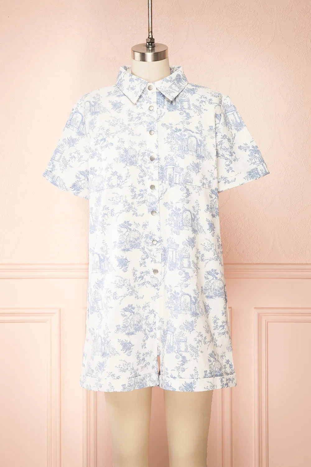 Diaspro | White Denim Romper w/ Prints sold by Boutique 1861