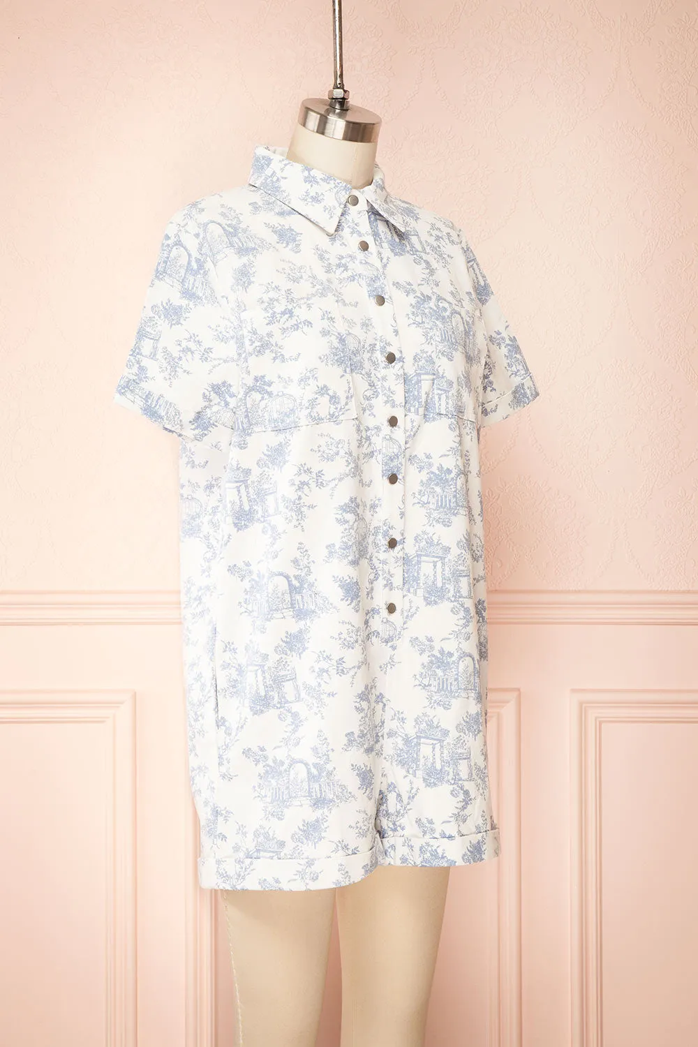 Diaspro | White Denim Romper w/ Prints sold by Boutique 1861 product image thumbnail 3