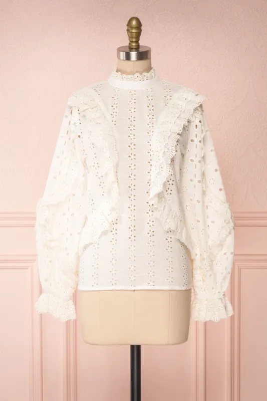 Lunesque | Openwork Lace Blouse sold by Boutique 1861