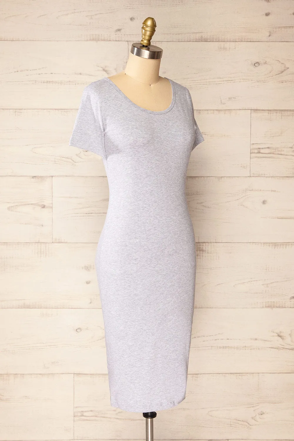 Athens Grey | Short Sleeve Fitted Midi Dress sold by Boutique 1861 product image thumbnail 4