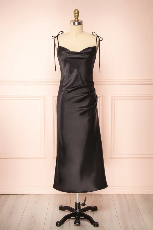 Elyse Black | Cowl Neck Midi Dress sold by Boutique 1861