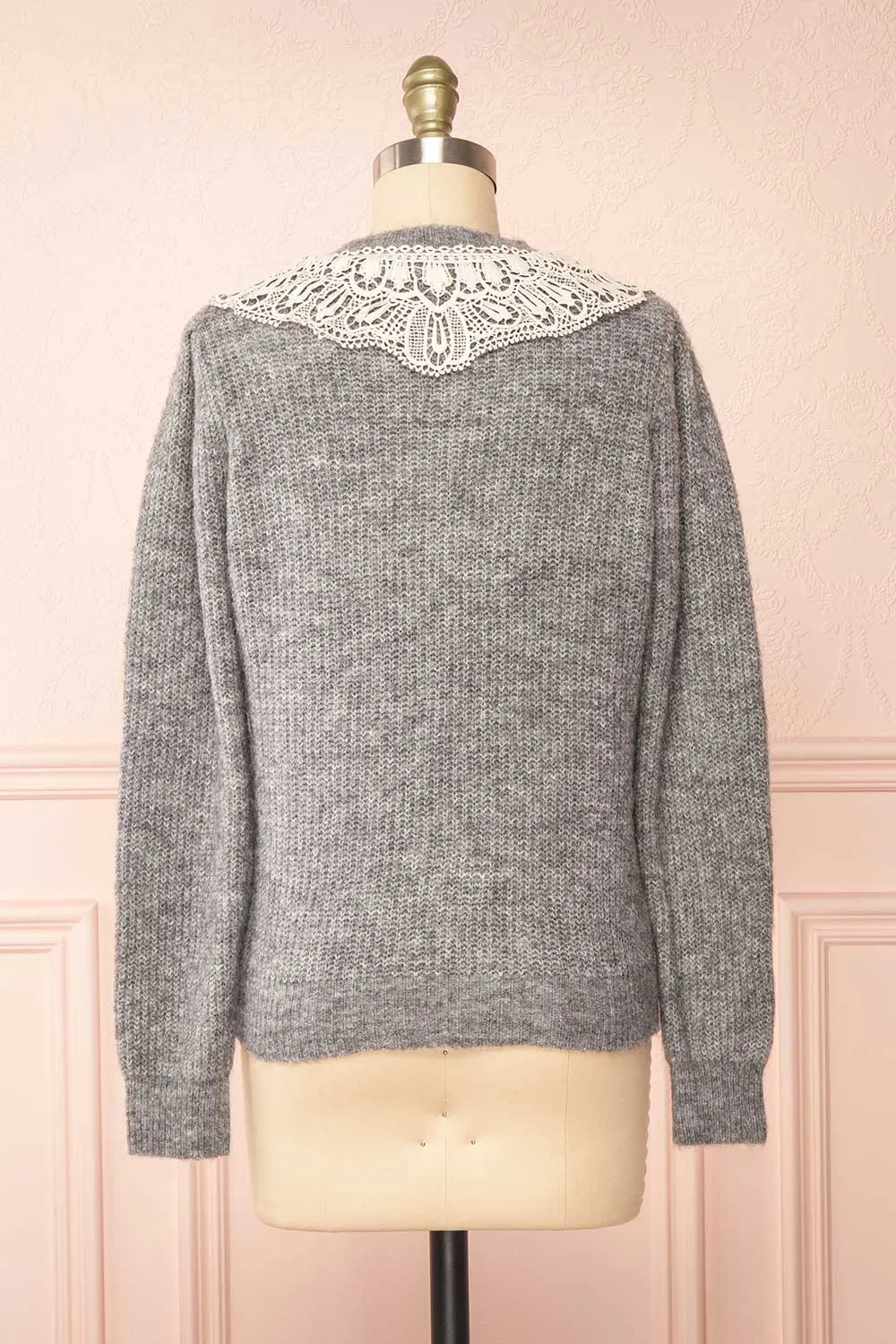 Reagan Grey | Buttoned Collar Sweater w/ Lace sold by Boutique 1861 product image thumbnail 5