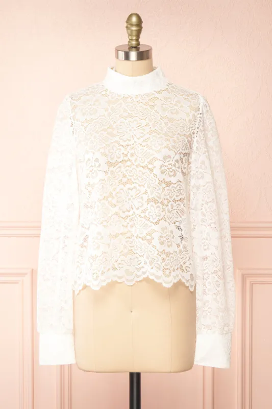 Dahana Ivory | Floral Lace Blouse sold by Boutique 1861
