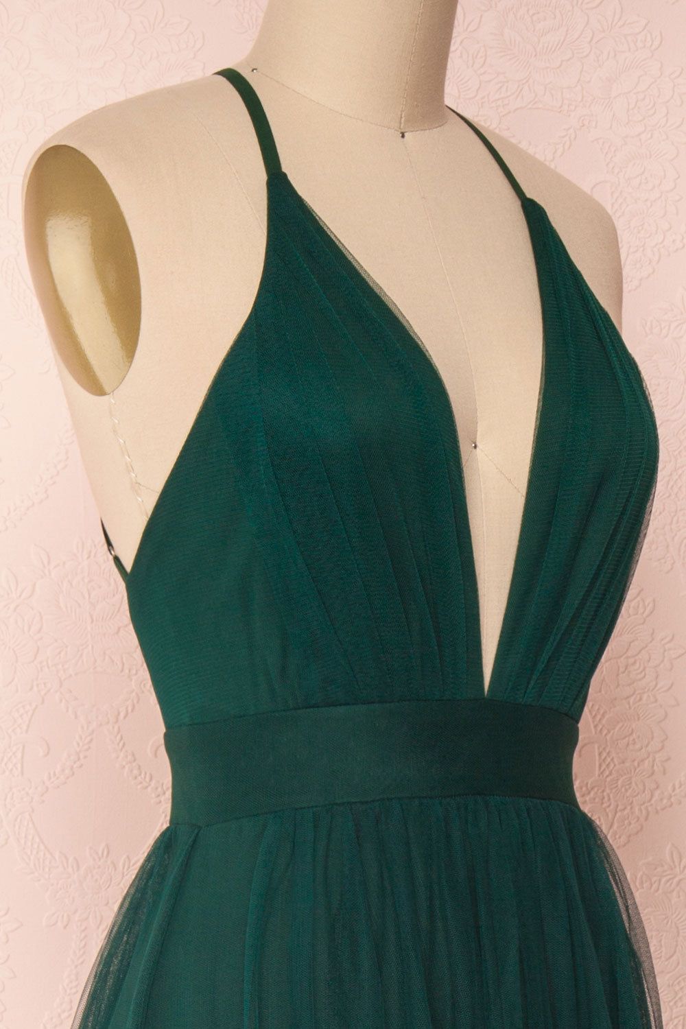 Aliki Green | Plunging Neckline Mesh Maxi Dress sold by Boutique 1861 product image thumbnail 5