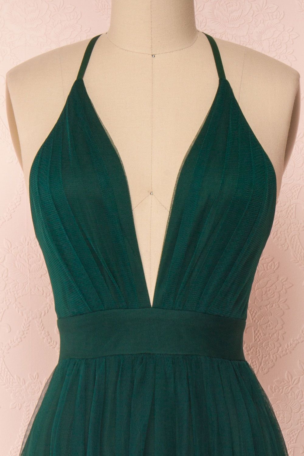 Aliki Green | Plunging Neckline Mesh Maxi Dress sold by Boutique 1861 product image thumbnail 3