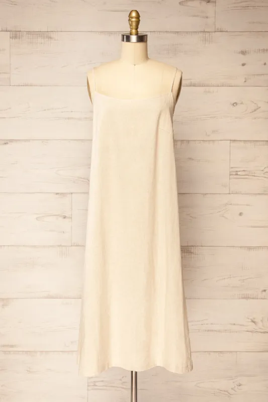 Libby Beige | Oversized Slip Dress w/ Slit sold by Boutique 1861