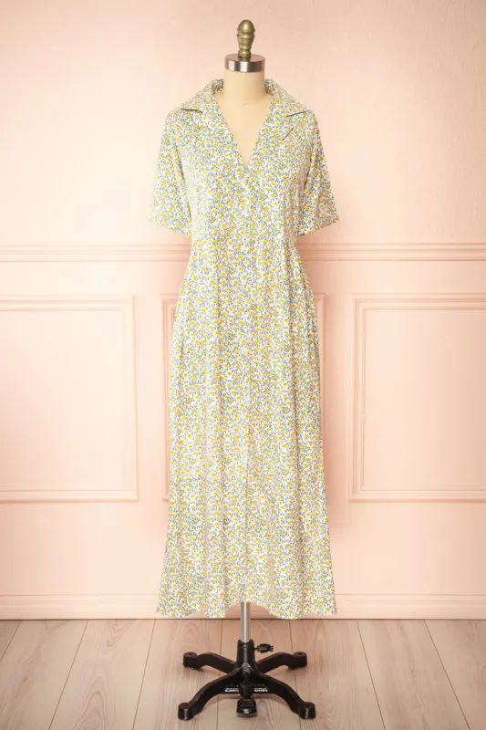 Palotta | Long Daisy Print Button-Up Dress sold by Boutique 1861