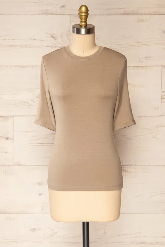 Yuna Taupe | Fitted T-Shirt sold by Boutique 1861