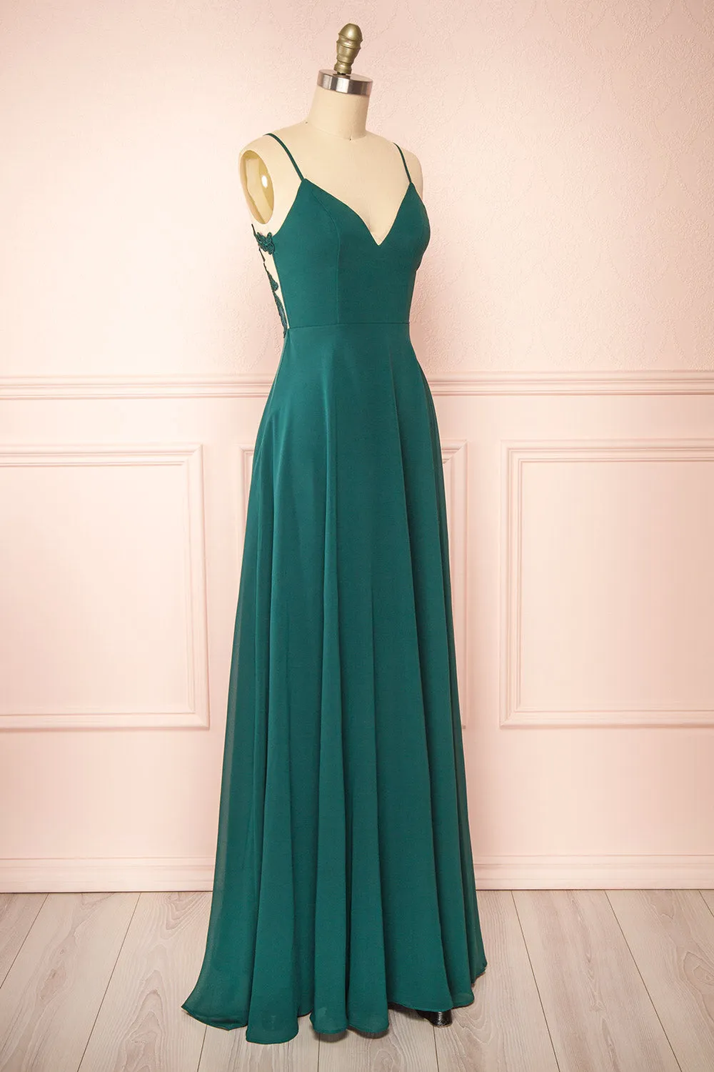 Peggie Emerald | Chiffon Maxi Dress w/ Back Embroidery sold by Boutique 1861 product image thumbnail 3