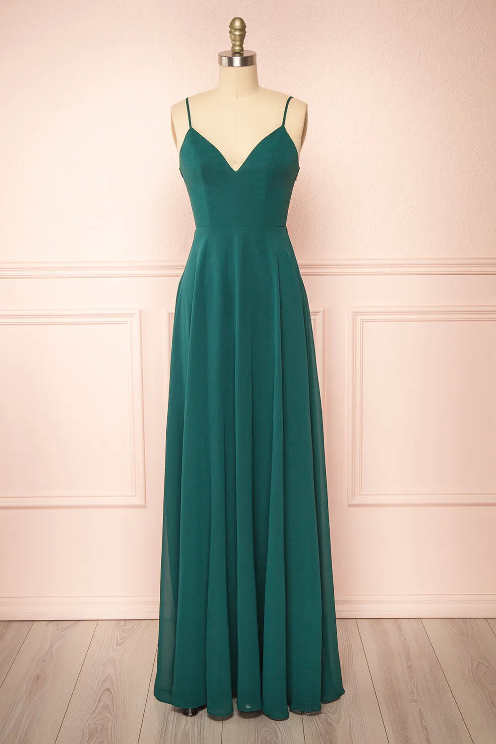 Peggie Emerald | Chiffon Maxi Dress w/ Back Embroidery sold by Boutique 1861 product image thumbnail 5
