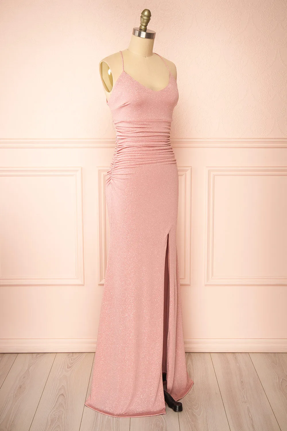 Samira Pink | Sparkly Mermaid Maxi Dress with Slit sold by Boutique 1861 product image thumbnail 5