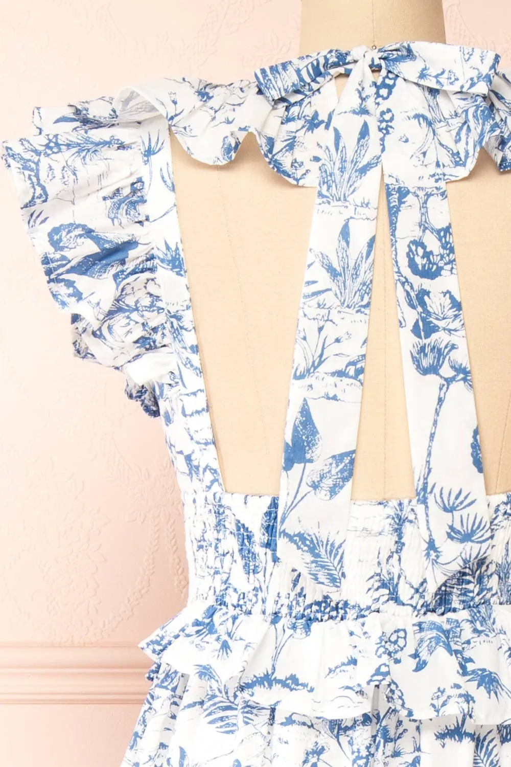 Cressida | White & Blue Patterned Midi Dress sold by Boutique 1861 product image thumbnail 3