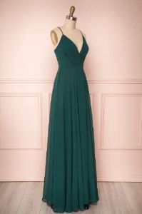 Aelis Green | Pleated Plunging V-Neckline Gown sold by Boutique 1861