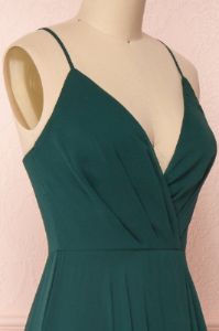 Aelis Green | Pleated Plunging V-Neckline Gown sold by Boutique 1861