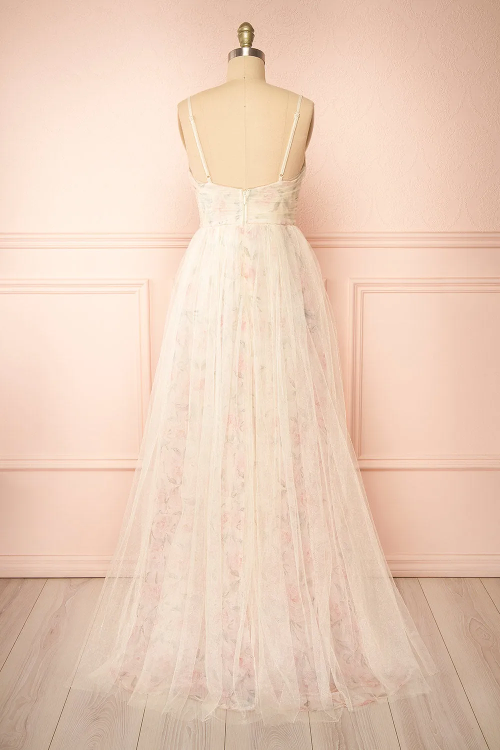 Majah Beige | Maxi Floral Tulle Dress sold by Boutique 1861 product image thumbnail 5
