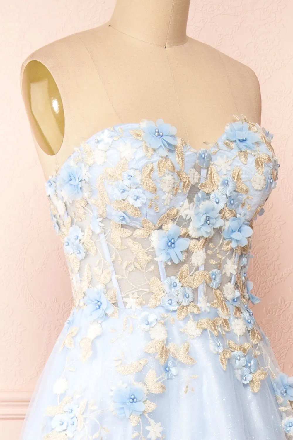 Menina | Blue Maxi Gown w/ Floral Appliqué sold by Boutique 1861 product image thumbnail 4