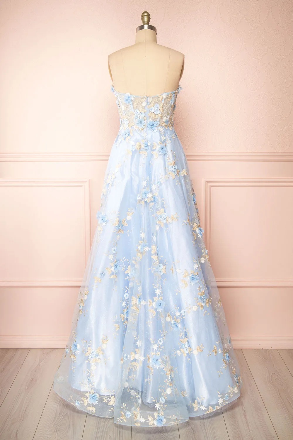 Menina | Blue Maxi Gown w/ Floral Appliqué sold by Boutique 1861 product image thumbnail 5