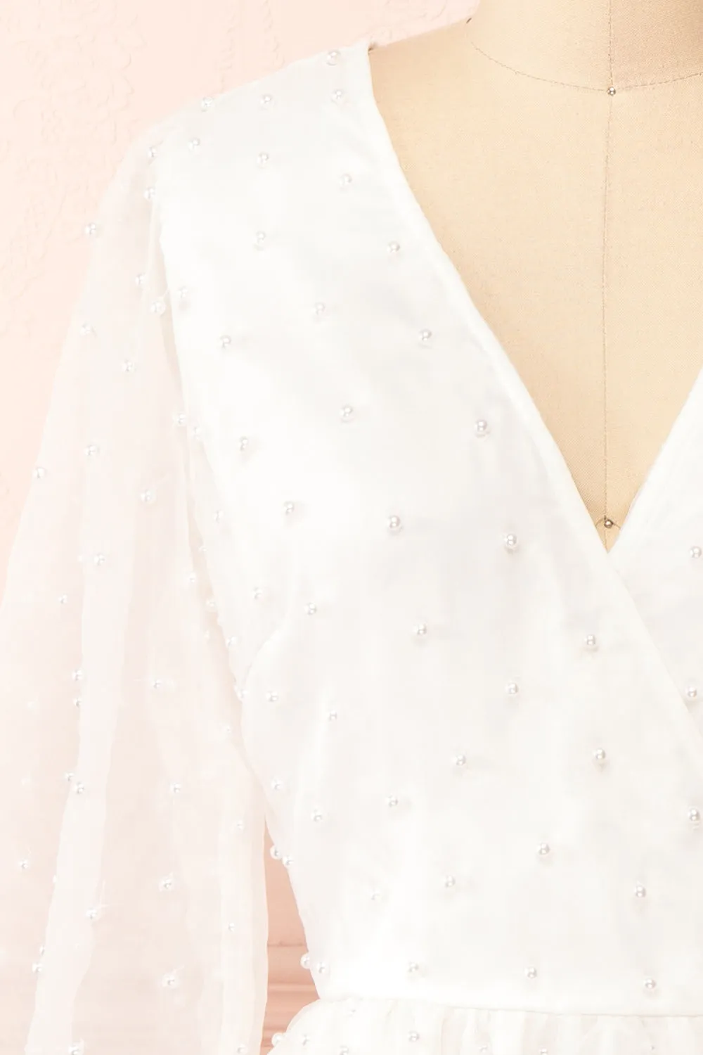 Darlene | Short White A-Line Dress w/ Pearls sold by Boutique 1861 product image thumbnail 2