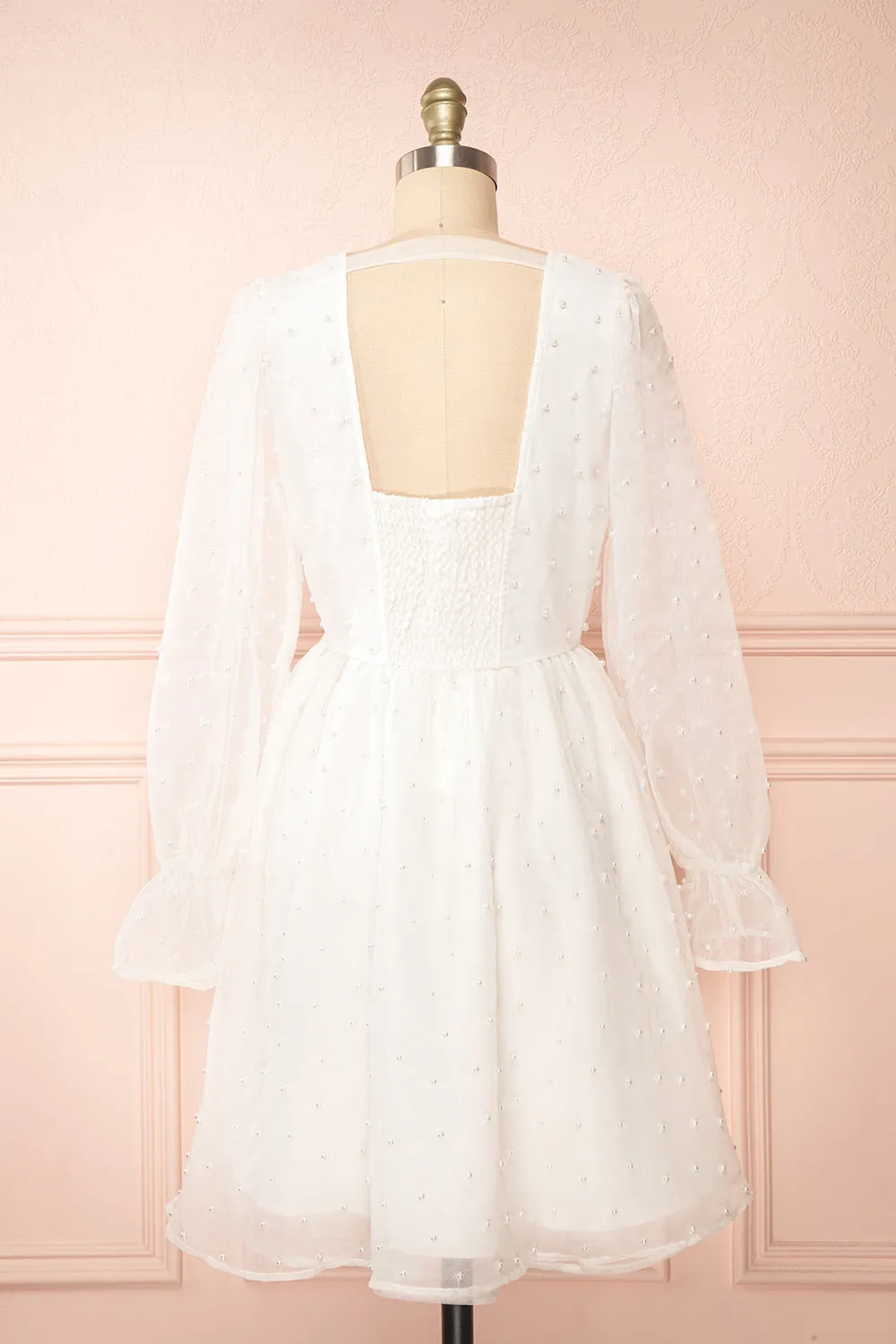 Darlene | Short White A-Line Dress w/ Pearls sold by Boutique 1861 product image thumbnail 5