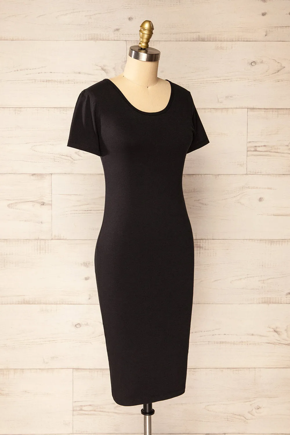 Athens Black | Short Sleeve Fitted Midi Dress sold by Boutique 1861 product image thumbnail 4