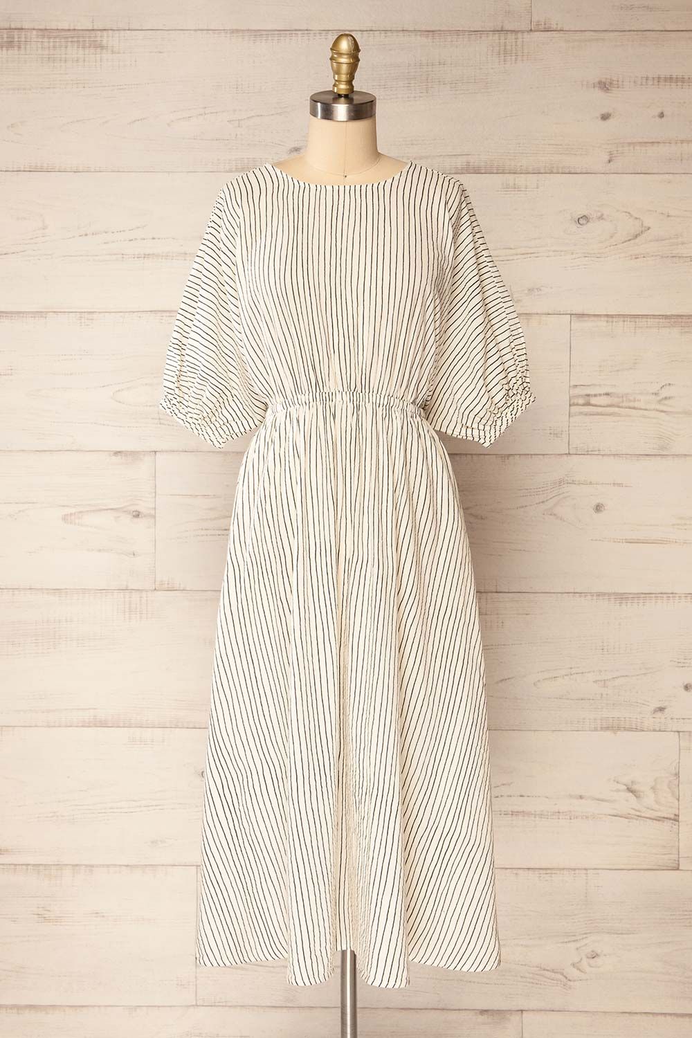 Deauville | Stripped Midi Dress w/ Elastic Waist sold by Boutique 1861