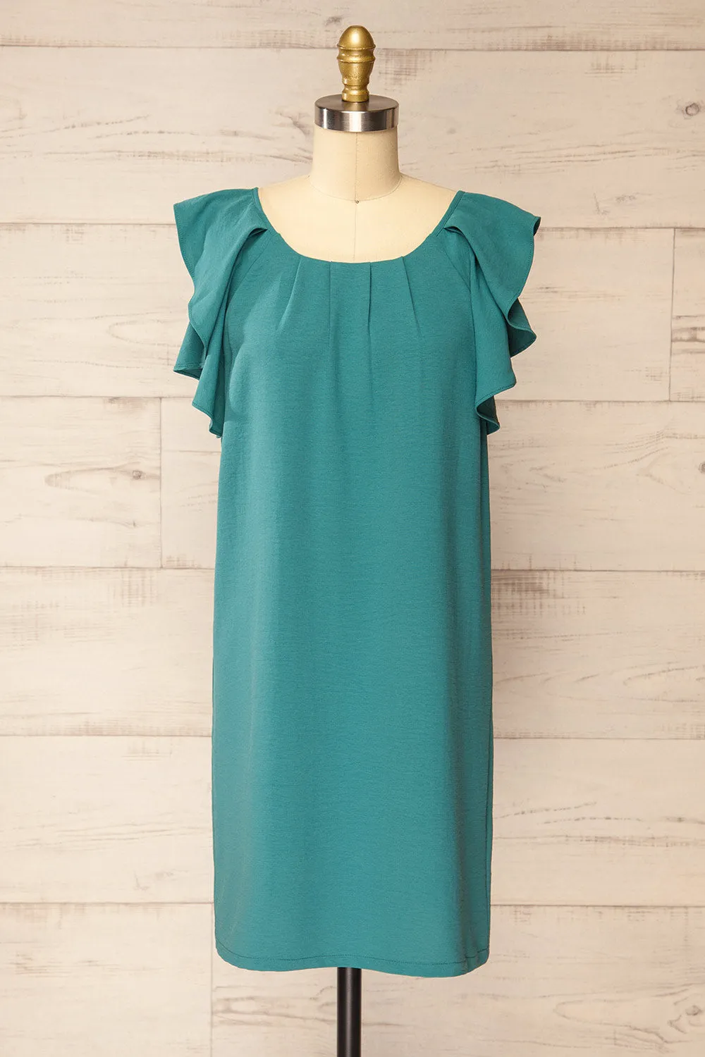 Aaron Teal | Straight Short Dress sold by Boutique 1861