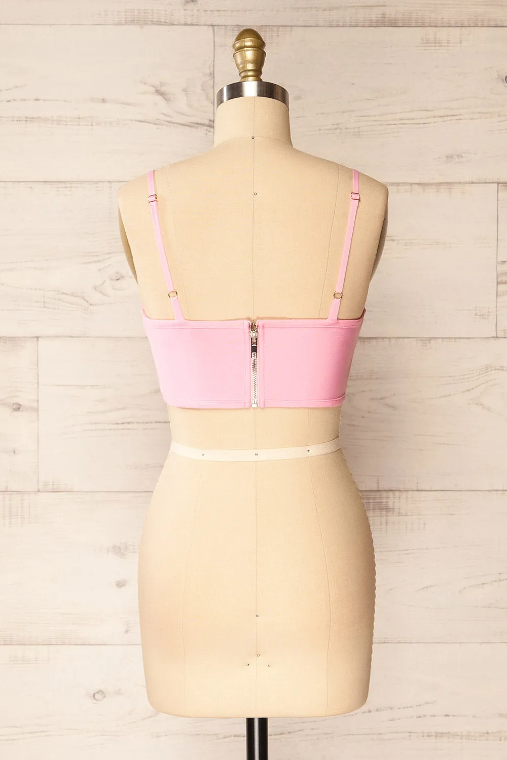 Hyeres Pink | Cropped Corset Top w/ Back Zipper sold by Boutique 1861 product image thumbnail 5
