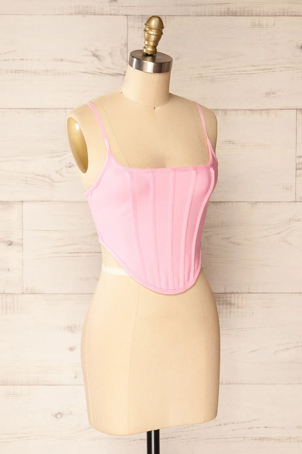 Hyeres Pink | Cropped Corset Top w/ Back Zipper sold by Boutique 1861 product image thumbnail 4