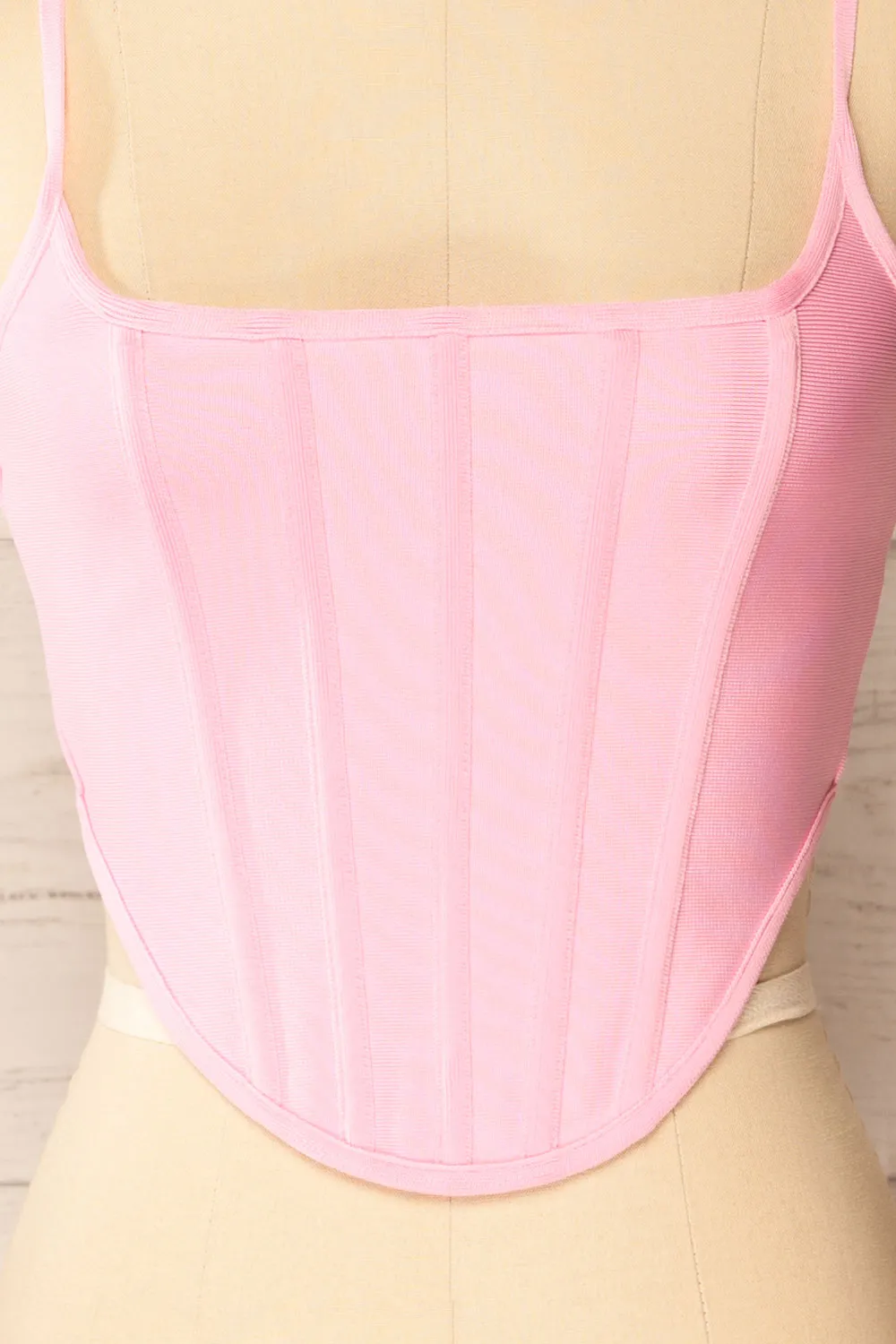 Hyeres Pink | Cropped Corset Top w/ Back Zipper sold by Boutique 1861 product image thumbnail 2