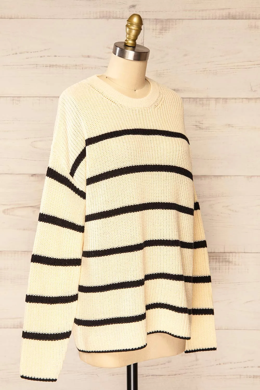Carpentras | Oversized Beige Knit Striped Sweater sold by Boutique 1861 product image thumbnail 3