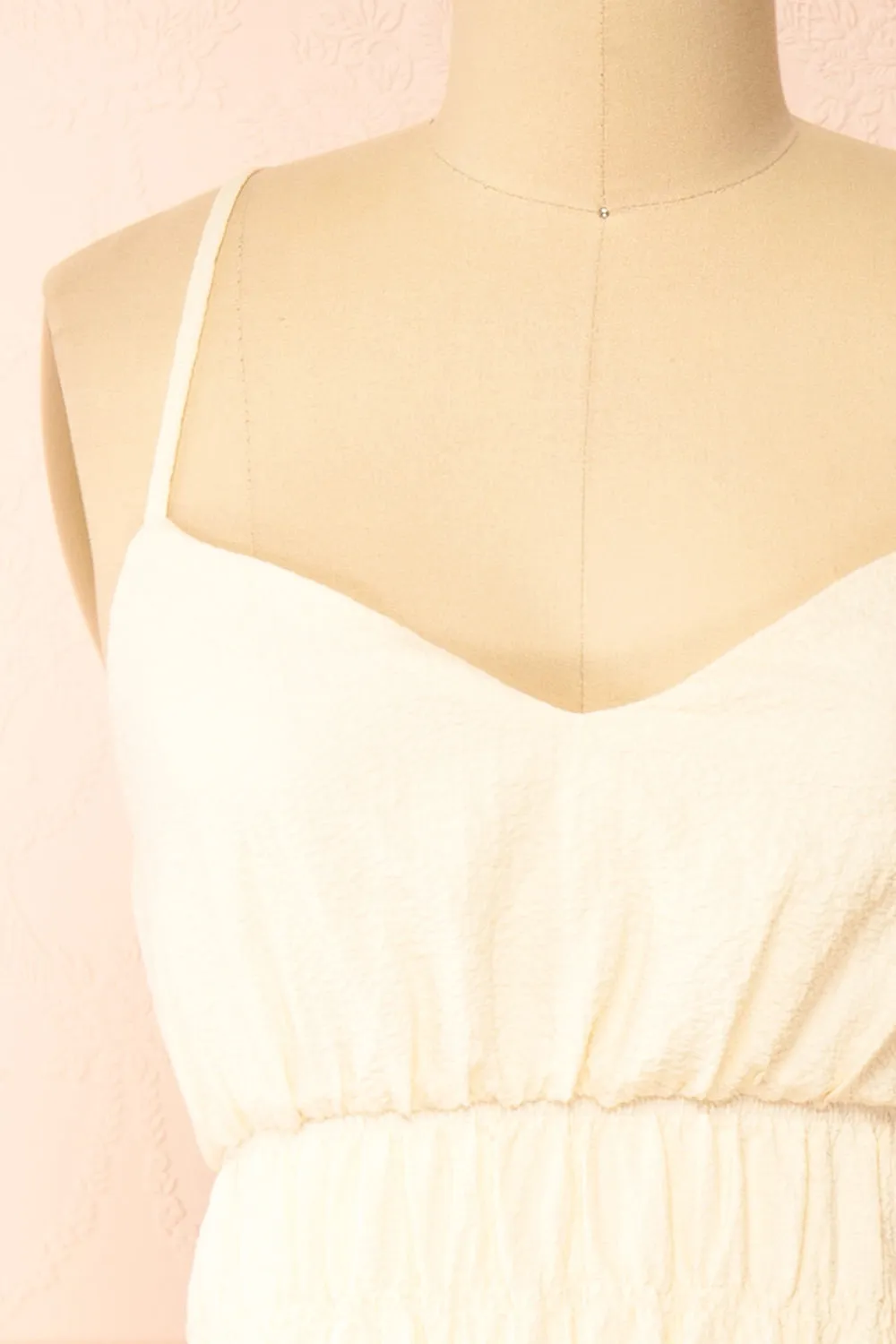 Laurelou | Ruched Cream Midi Dress w/ Thin Straps sold by Boutique 1861 product image thumbnail 3