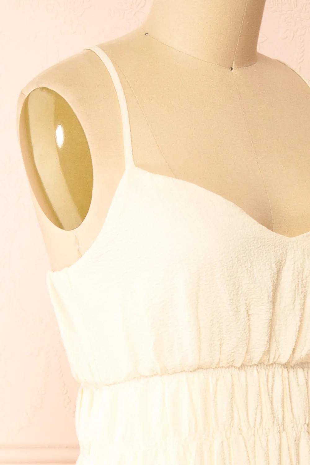 Laurelou | Ruched Cream Midi Dress w/ Thin Straps sold by Boutique 1861 product image thumbnail 5